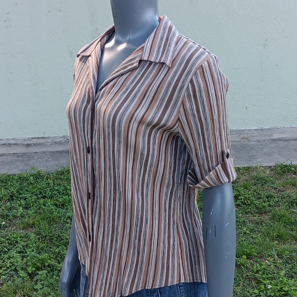 CB COLLECTIONS LADIES COTTON BLEND BUTTON DOWN SHIRT BLOUSE - Picture 7 of 17